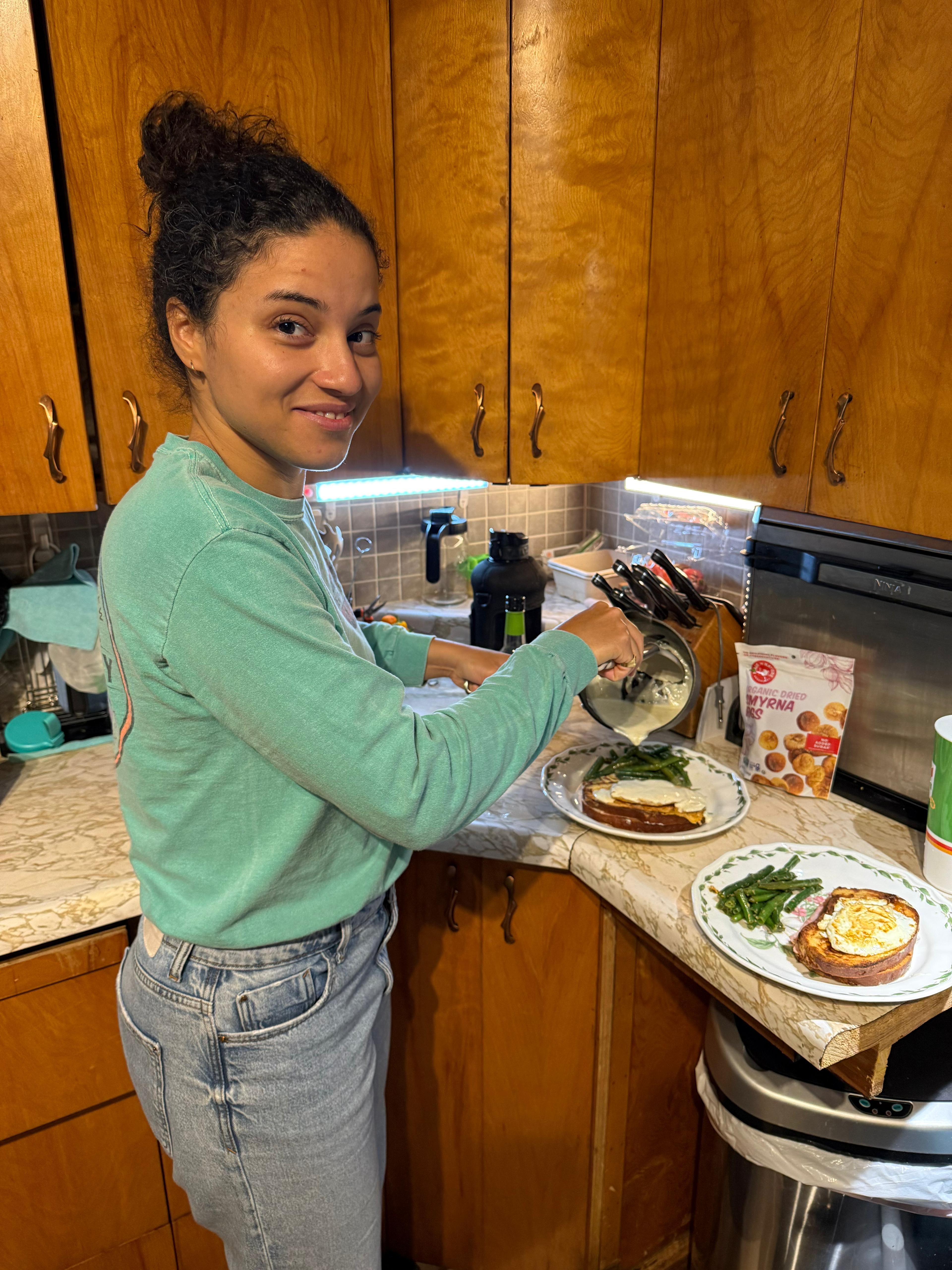 Cooking the croque madame